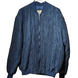 Uomo Silk 80s Vintage Quilted Denim Blue Bomber Jacket Mens Oversized Sz M